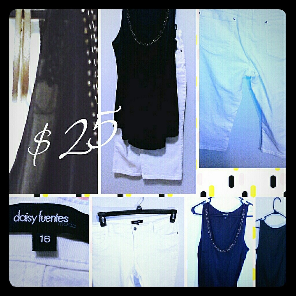 Apt 9 Black Top Daisy Fuentes White Jean Capri